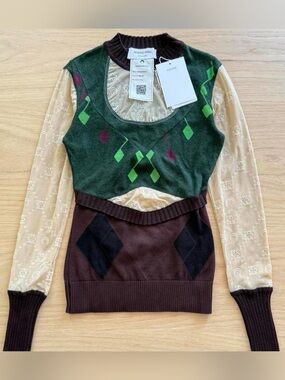Authentic Marine Serre Gold Line Regenerated Diamond Pullover in size XS.